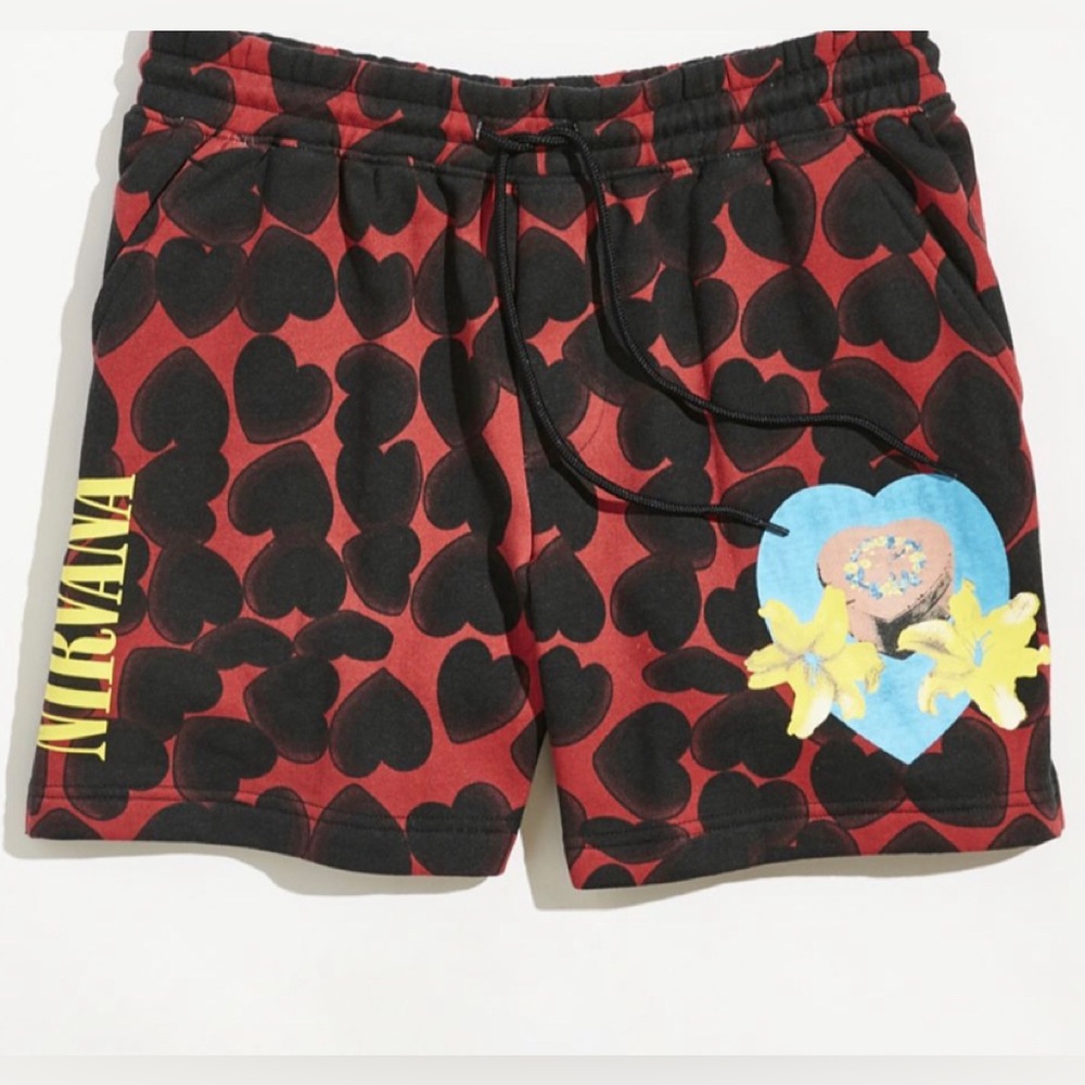 Urban Outfitters X Nirvana Red and black shorts sz men’s S NWT NEW LAST PAIR